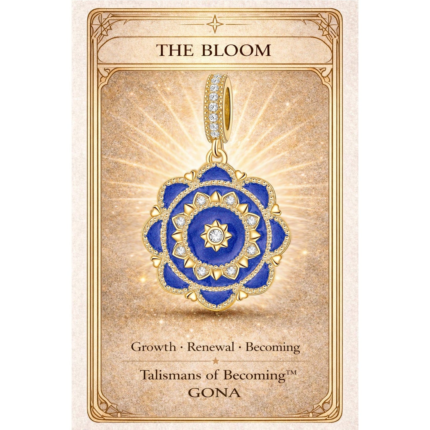 Blue Rose Flowers Tarnish-resistant Silver Dangle Charms With Enamel In 14K Gold Plated