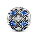Sterling Silver Blue Cha-cha-cha Charms With Enamel In White Gold Plated