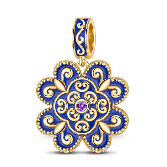 gon- Blue Crush Tarnish-resistant Silver Dangle Charms With Enamel In 14K Gold Plated