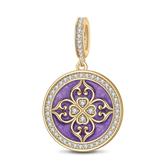 gon- Purple Versailles Light Tarnish-resistant Silver Dangle Charms With Enamel In 14K Gold Plated