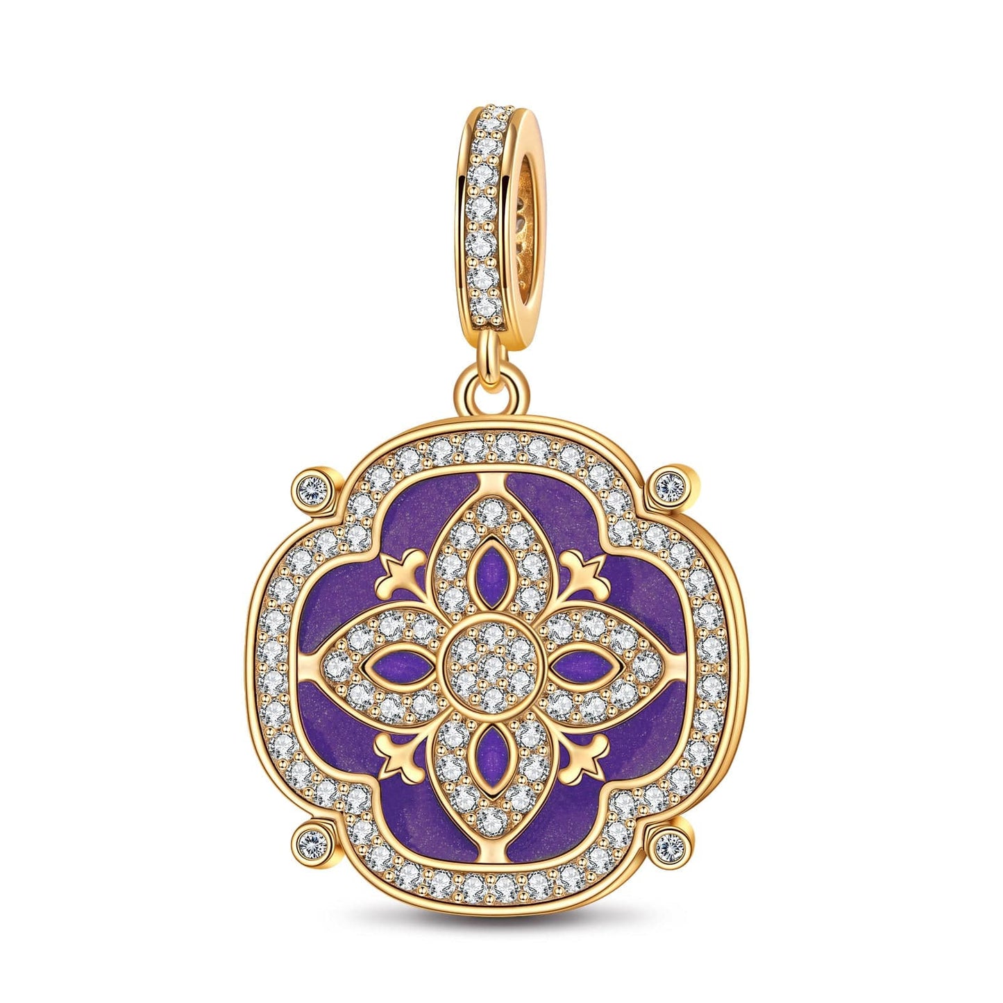 Dreams Of Versailles Tarnish-resistant Silver Dangle Charms With Enamel In 14K Gold Plated
