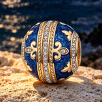 Blue Iris Tarnish-resistant Silver Charms With Enamel In 14K Gold Plated