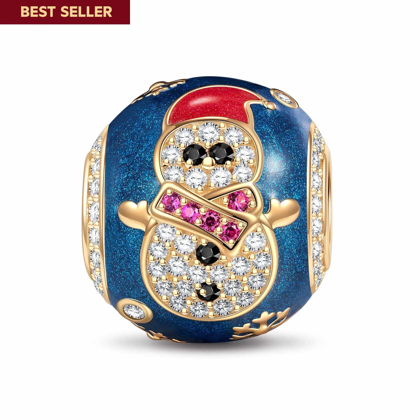 Blue Snowbaby Tarnish-resistant Silver Charms With Enamel In 14K Gold Plated