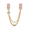 Pink Frozen Tarnish-resistant Silver Safety Chain With Enamel In 14K Gold Plated