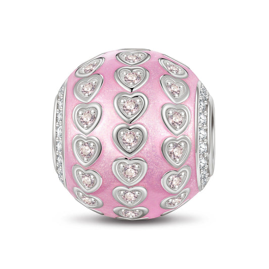 gon- Pink Lover Tarnish-resistant Silver Charms With Enamel In Silver Plated