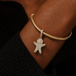 Embrace The Gingerbread Man Tarnish-resistant Silver Dangle Charms With Enamel In 14K Gold Plated