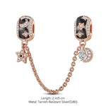 Starry Tarnish-resistant Silver Safety Chain With Enamel In Rose Gold Plated