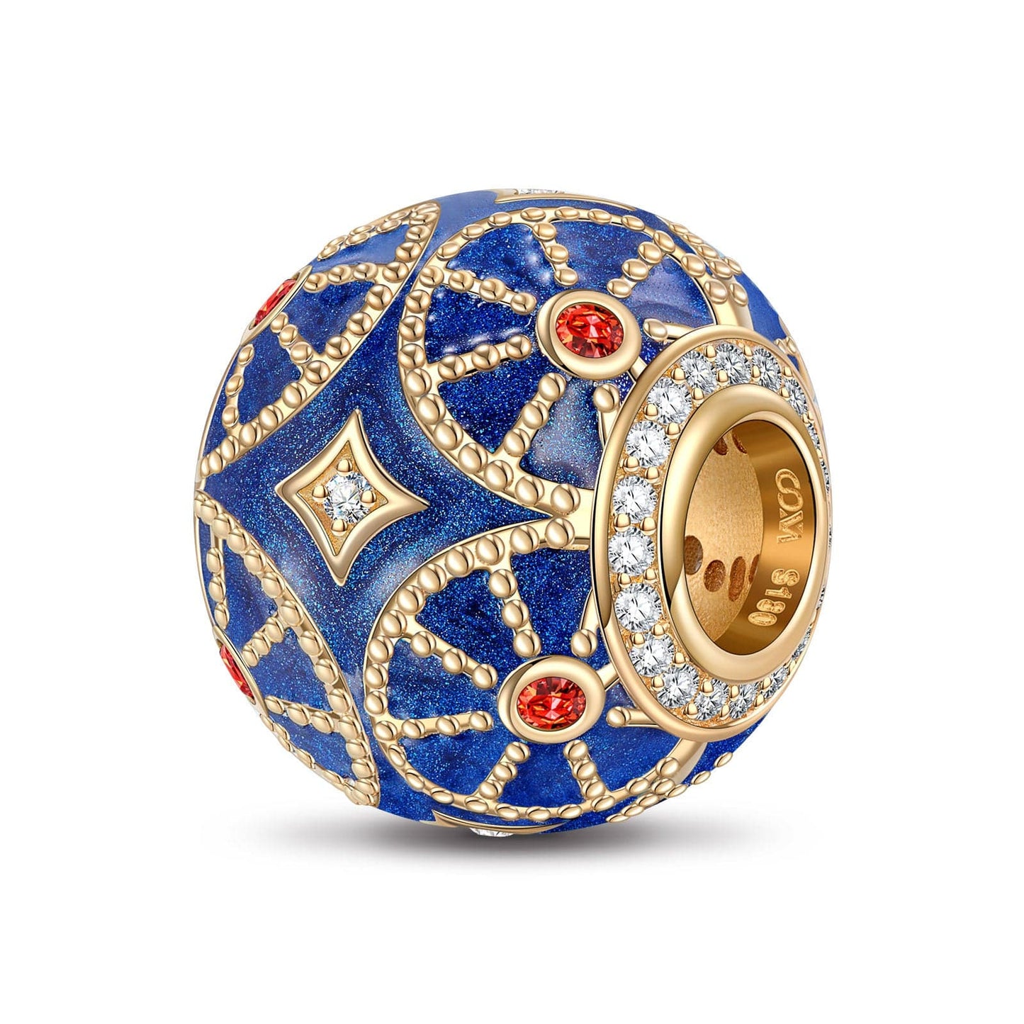 Blue Mystic Light Tarnish-resistant Silver Charms With Enamel In 14K Gold Plated