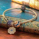 Blue Mystic Light Tarnish-resistant Silver Charms With Enamel In 14K Gold Plated