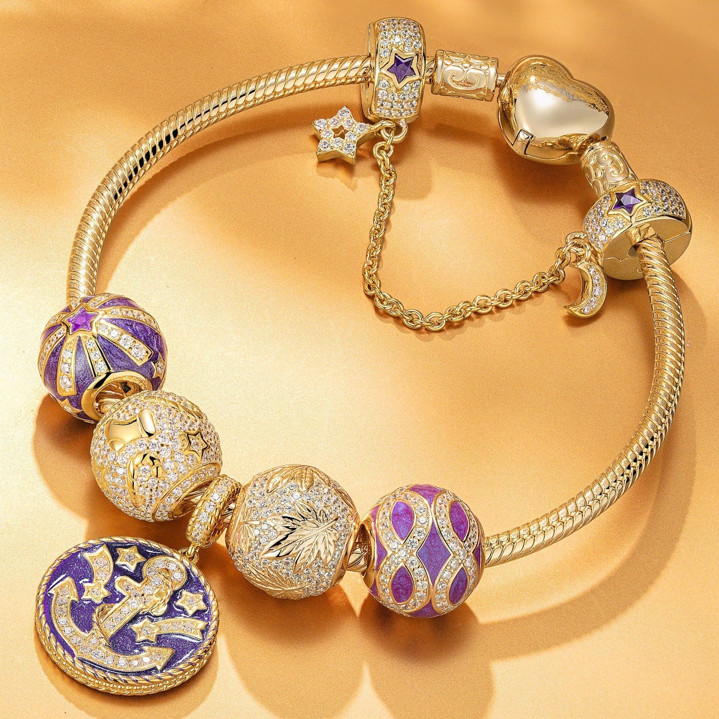 Timelessness Tarnish-resistant Silver Charms With Enamel In 14K Gold Plated