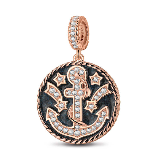 gon- Journey To The Stars Tarnish-resistant Silver Dangle Charms With Enamel In Rose Gold Plated