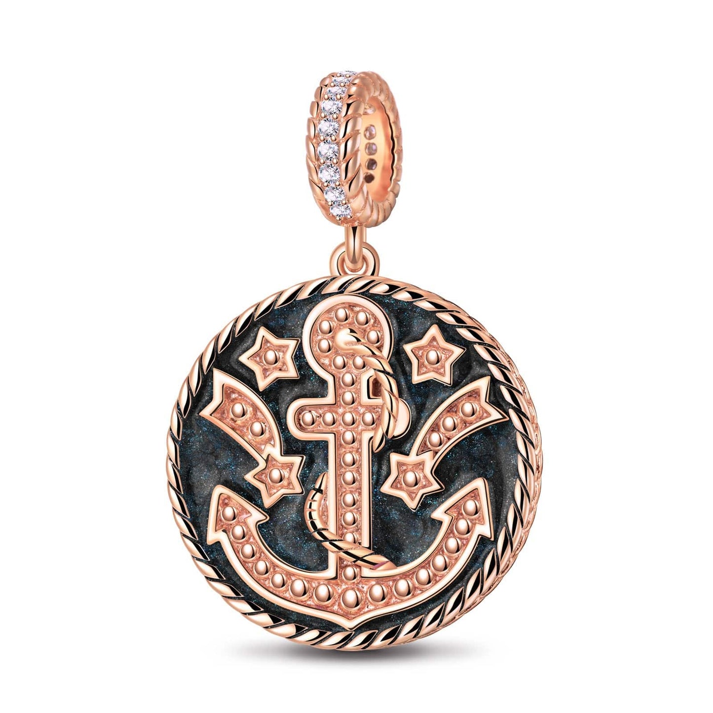 Journey To The Stars Tarnish-resistant Silver Dangle Charms With Enamel In Rose Gold Plated