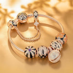The Light Of Life Tarnish-resistant Silver Charms With Enamel In Rose Gold Plated