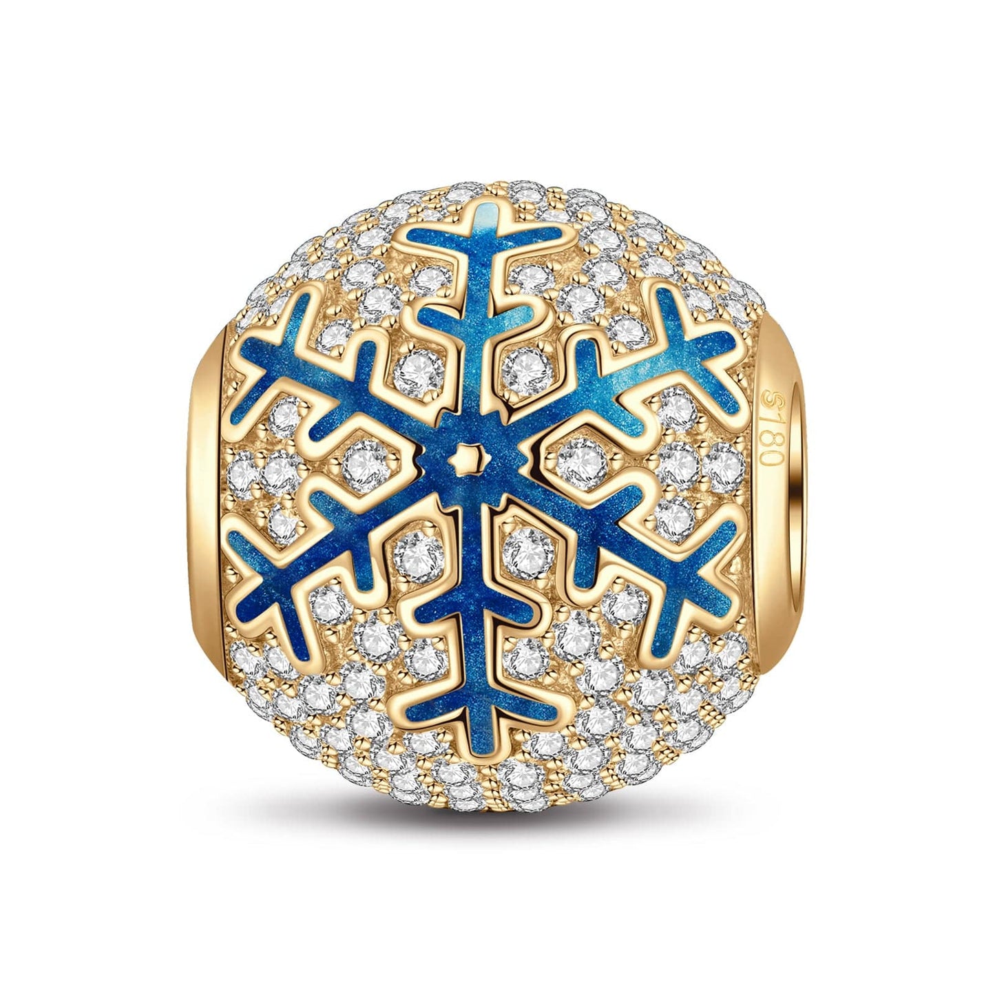 Ice Flake Tarnish-resistant Silver Charms With Enamel In 14K Gold Plated