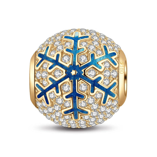 gon- Ice Flake Tarnish-resistant Silver Charms With Enamel In 14K Gold Plated