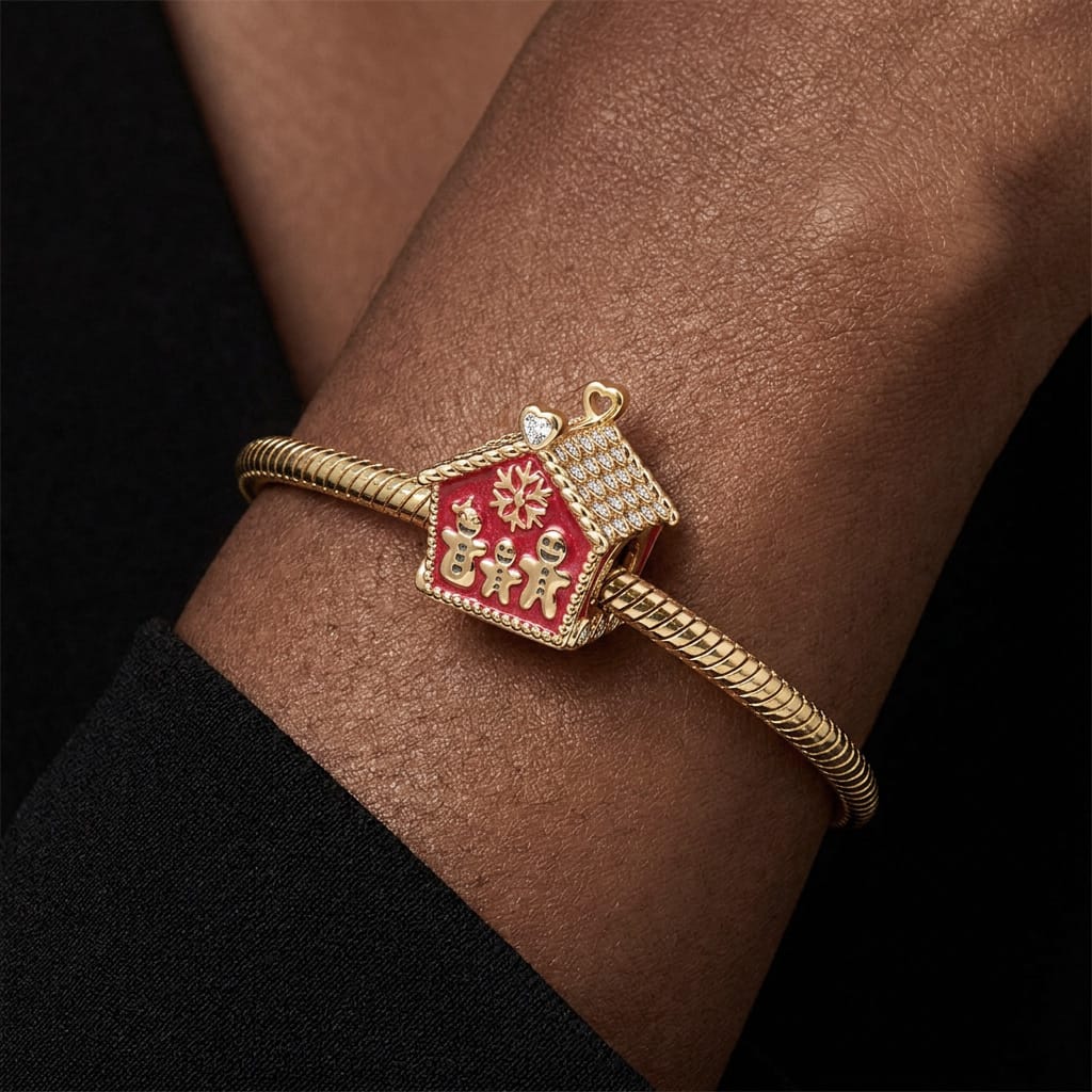 Red House of Joy Tarnish-resistant Silver Charms With Enamel In 14K Gold Plated