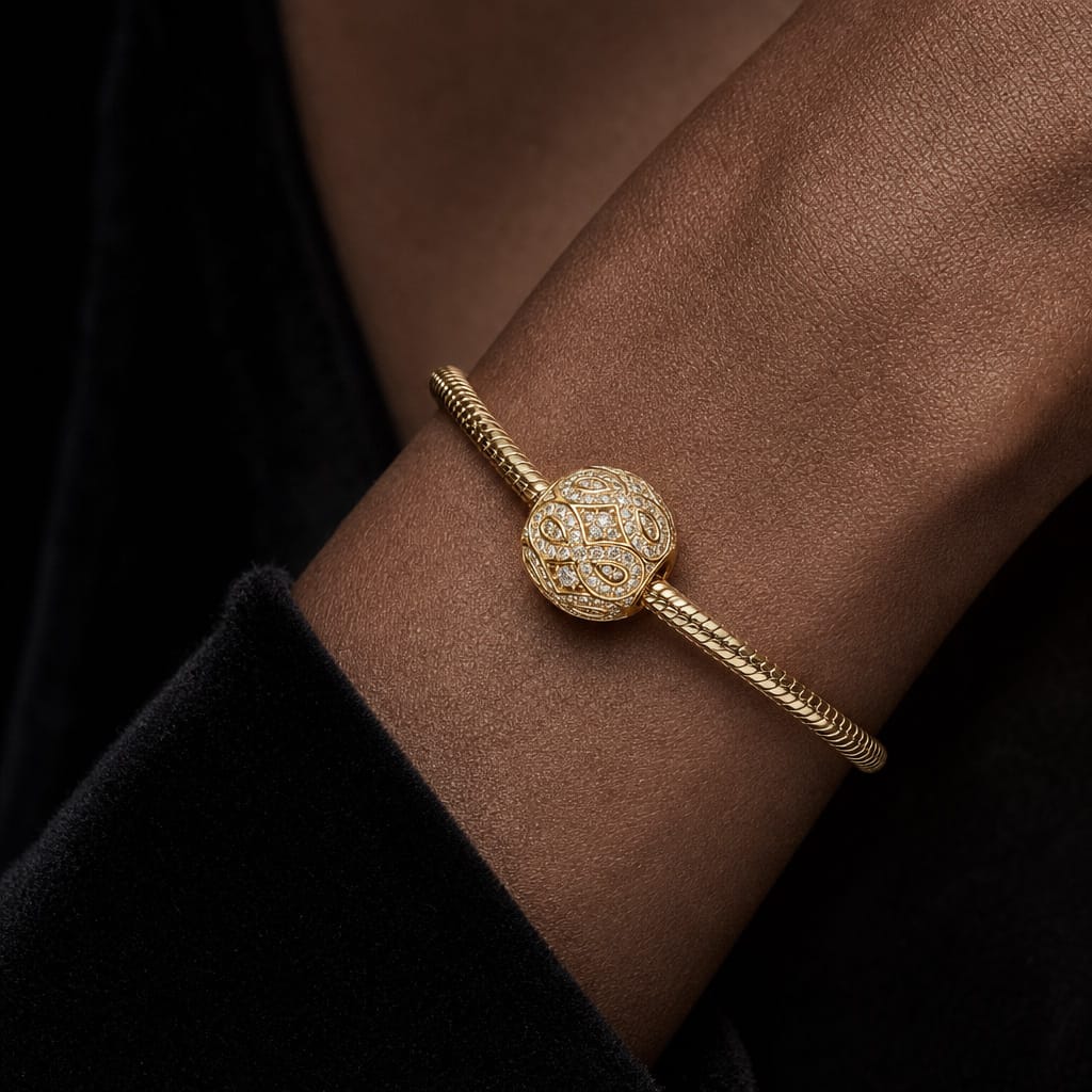 Interwoven Tarnish-resistant Silver Charms In 14K Gold Plated