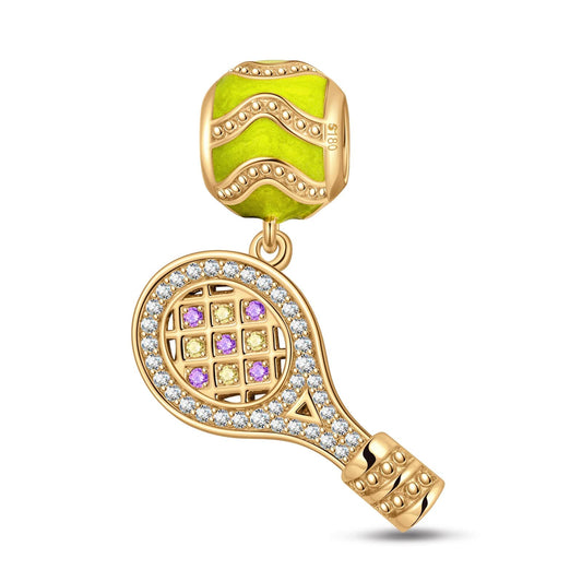 gon- Tennis Challenge Tarnish-resistant Silver Charms With Enamel In 14K Gold Plated