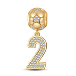 Number Two Tarnish-resistant Silver Dangle Charms In 14K Gold Plated