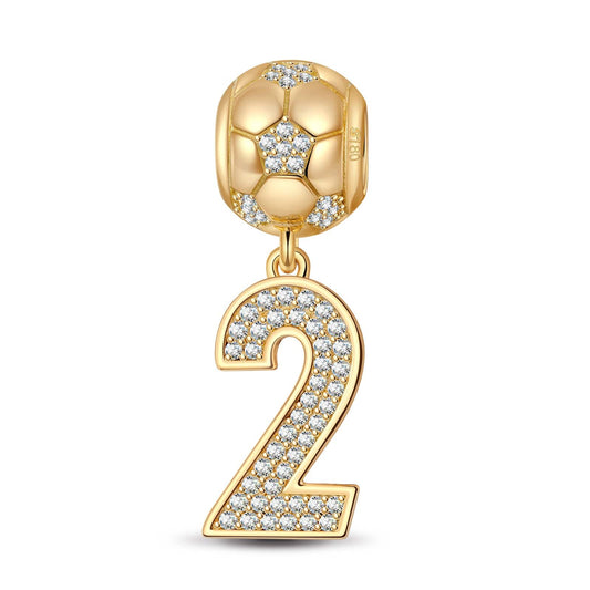 gon- Number Two Tarnish-resistant Silver Dangle Charms In 14K Gold Plated