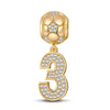 Number Three Tarnish-resistant Silver Dangle Charms In 14K Gold Plated