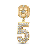 Number Five Tarnish-resistant Silver Dangle Charms In 14K Gold Plated