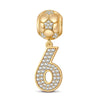 Number Six Tarnish-resistant Silver Dangle Charms In 14K Gold Plated