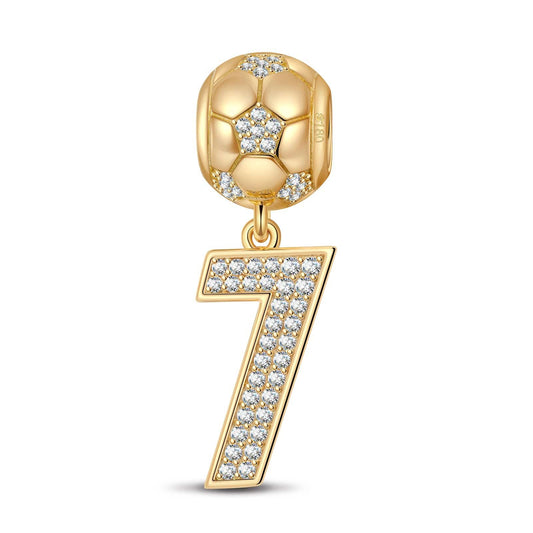 gon- Number Seven Tarnish-resistant Silver Dangle Charms In 14K Gold Plated