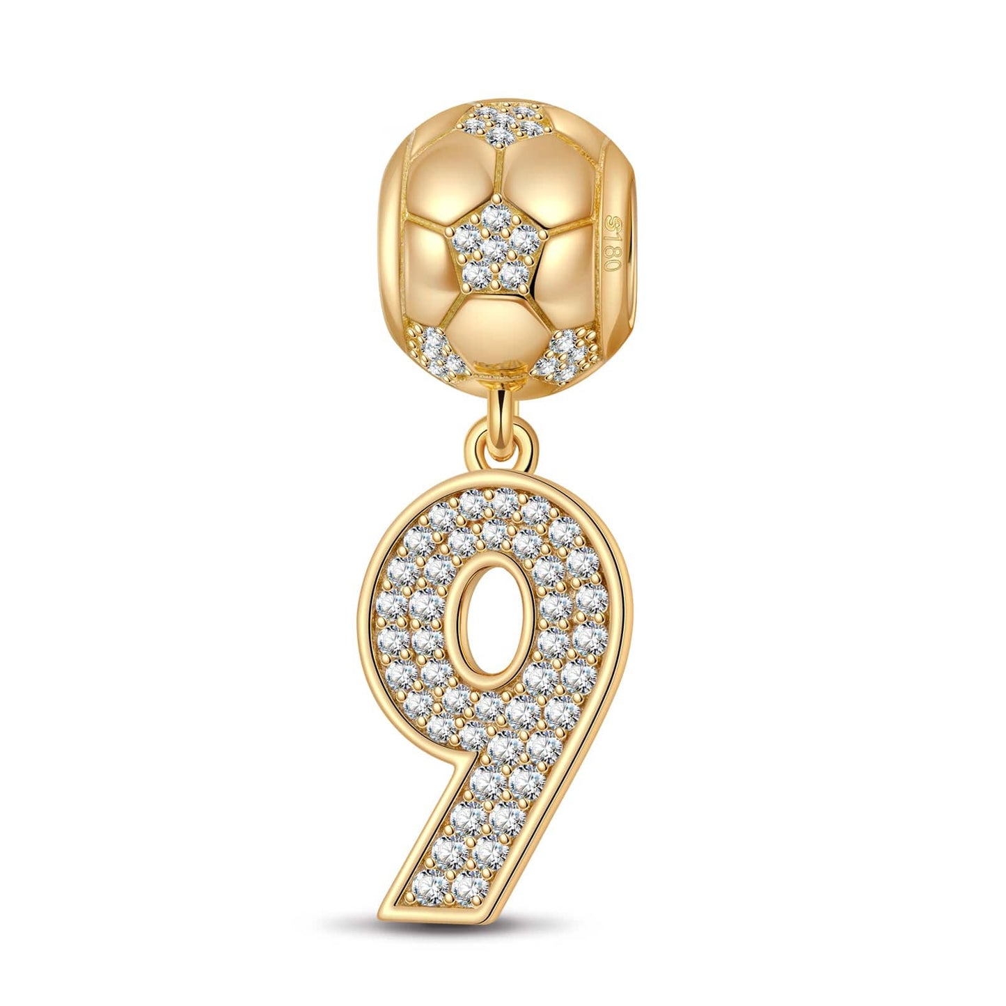 Number Nine Tarnish-resistant Silver Dangle Charms In 14K Gold Plated