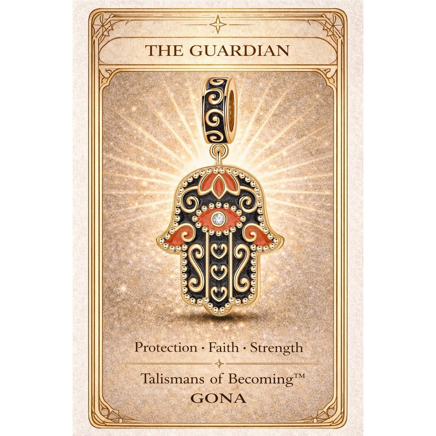 khamsah Tarnish-resistant Silver Dangle Charms With Enamel In 14K Gold Plated