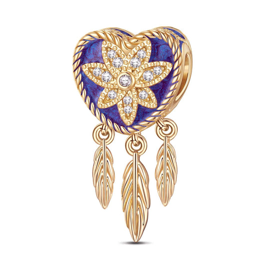gon- Dreamcatcher Tarnish-resistant Silver Dangle Charms With Enamel In 14K Gold Plated