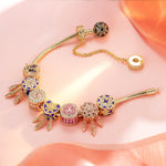 Dreamcatcher Tarnish-resistant Silver Dangle Charms With Enamel In 14K Gold Plated