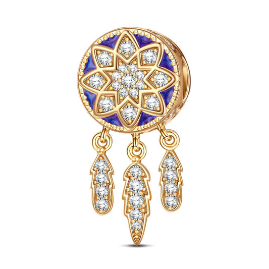 gon- Dreamcatcher Tarnish-resistant Silver Dangle Charms With Enamel In 14K Gold Plated