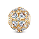 Crystal Clover Tarnish-resistant Silver Charms In 14K Gold Plated