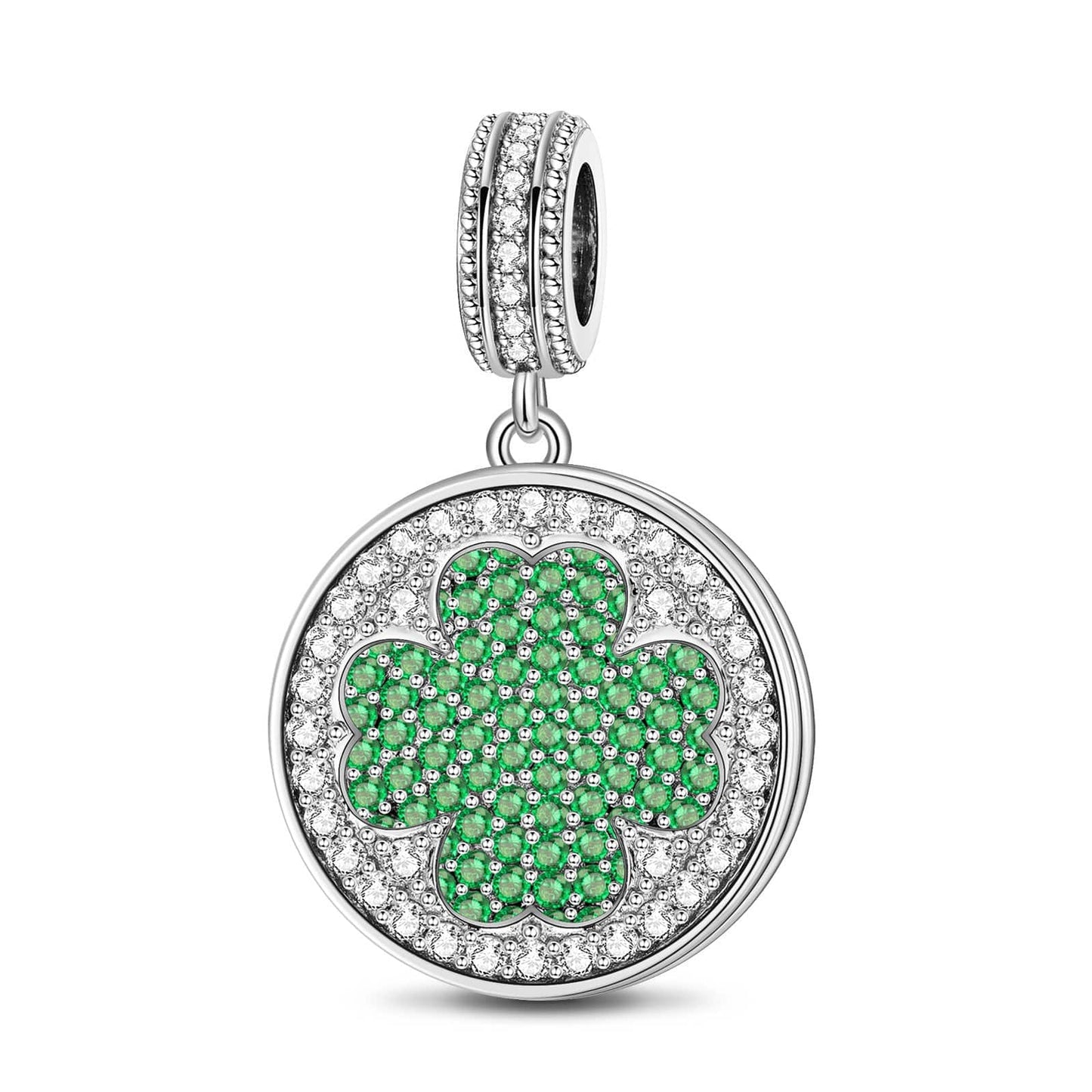 Green Form And Shadow Tarnish-resistant Silver Dangle Charms In White Gold Plated