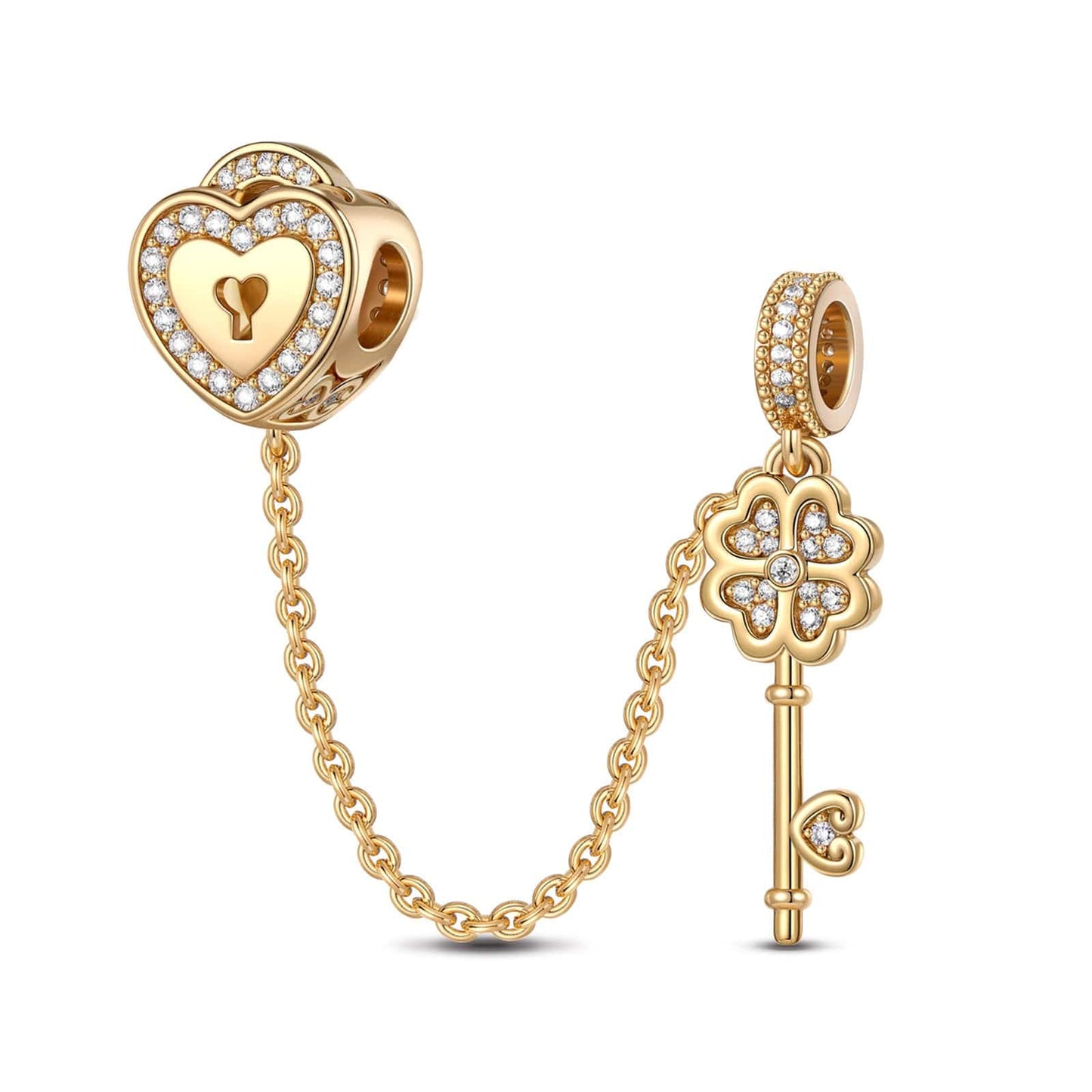 The Key To My Heart Tarnish-resistant Silver Dangle Charms In 14K Gold Plated