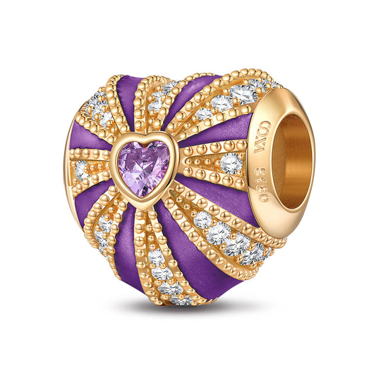 gon- Purple Glow of Love Tarnish-resistant Silver Charms With Enamel In 14K Gold Plated