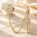 The Key To My Heart Tarnish-resistant Silver Dangle Charms In 14K Gold Plated