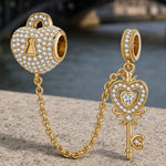 The Key To My Heart Tarnish-resistant Silver Dangle Charms In 14K Gold Plated