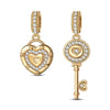 Key to Heart Tarnish-resistant Silver Dangle Charms In 14K Gold Plated