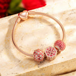 Love Connection Tarnish-resistant Silver Dangle Charms With Enamel In Rose Gold Plated