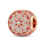 Prosperous Flowers Tarnish-resistant Silver Charms With Enamel In Rose Gold Plated
