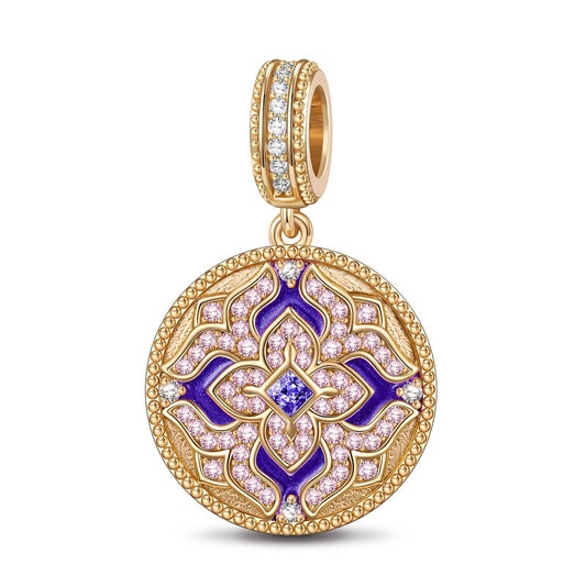 gon- Purple Brilliance Tarnish-resistant Silver Dangle Charms With Enamel In 14K Gold Plated