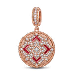 Scarlet Orange Light Tarnish-resistant Silver Dangle Charms With Enamel In Rose Gold Plated