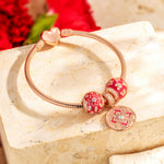 Scarlet Orange Light Tarnish-resistant Silver Dangle Charms With Enamel In Rose Gold Plated