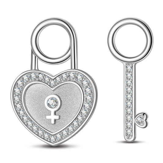 gon- Heart Key Tarnish-resistant Silver Charms In White Gold Plated