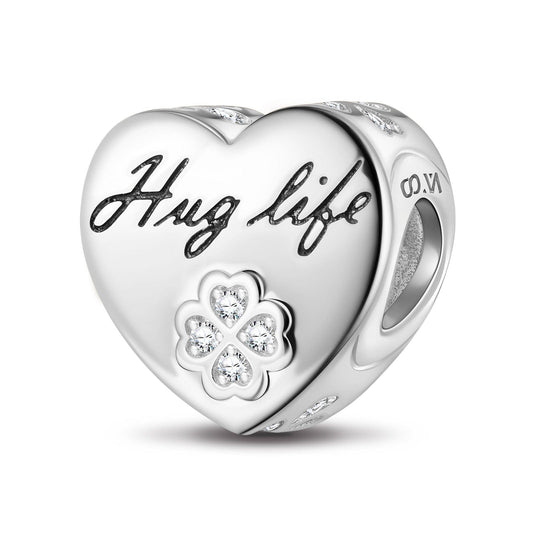 gon- Hug Life Tarnish-resistant Silver Heart Charms In White Gold Plated