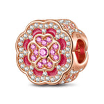 Lucky Flower Tarnish-resistant Silver Charms With Enamel In Rose Gold Plated