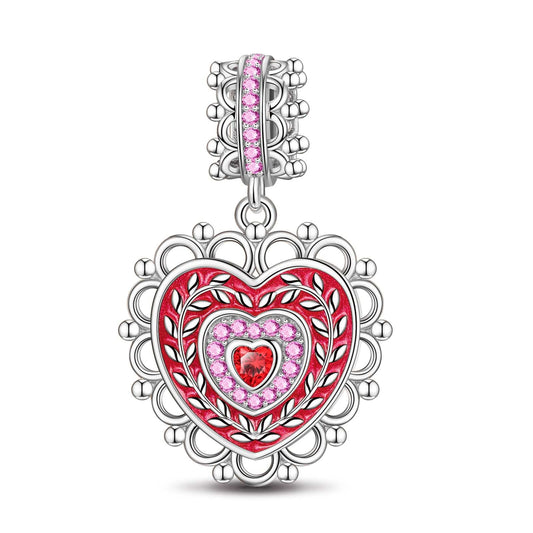 gon- Crowned With Love Tarnish-resistant Silver Dangle Charms With Enamel In White Gold Plated
