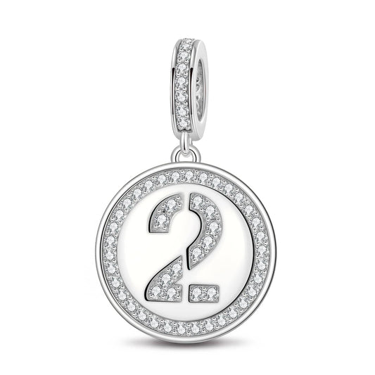 gon- Number Two Tarnish-resistant Silver Dangle Charms In White Gold Plated